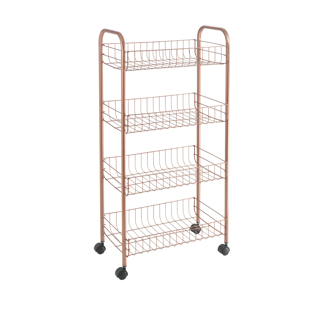 Metaltex Polytherm Copper Coating 4-Tier Rolling Cart, 41X23X84 Cm