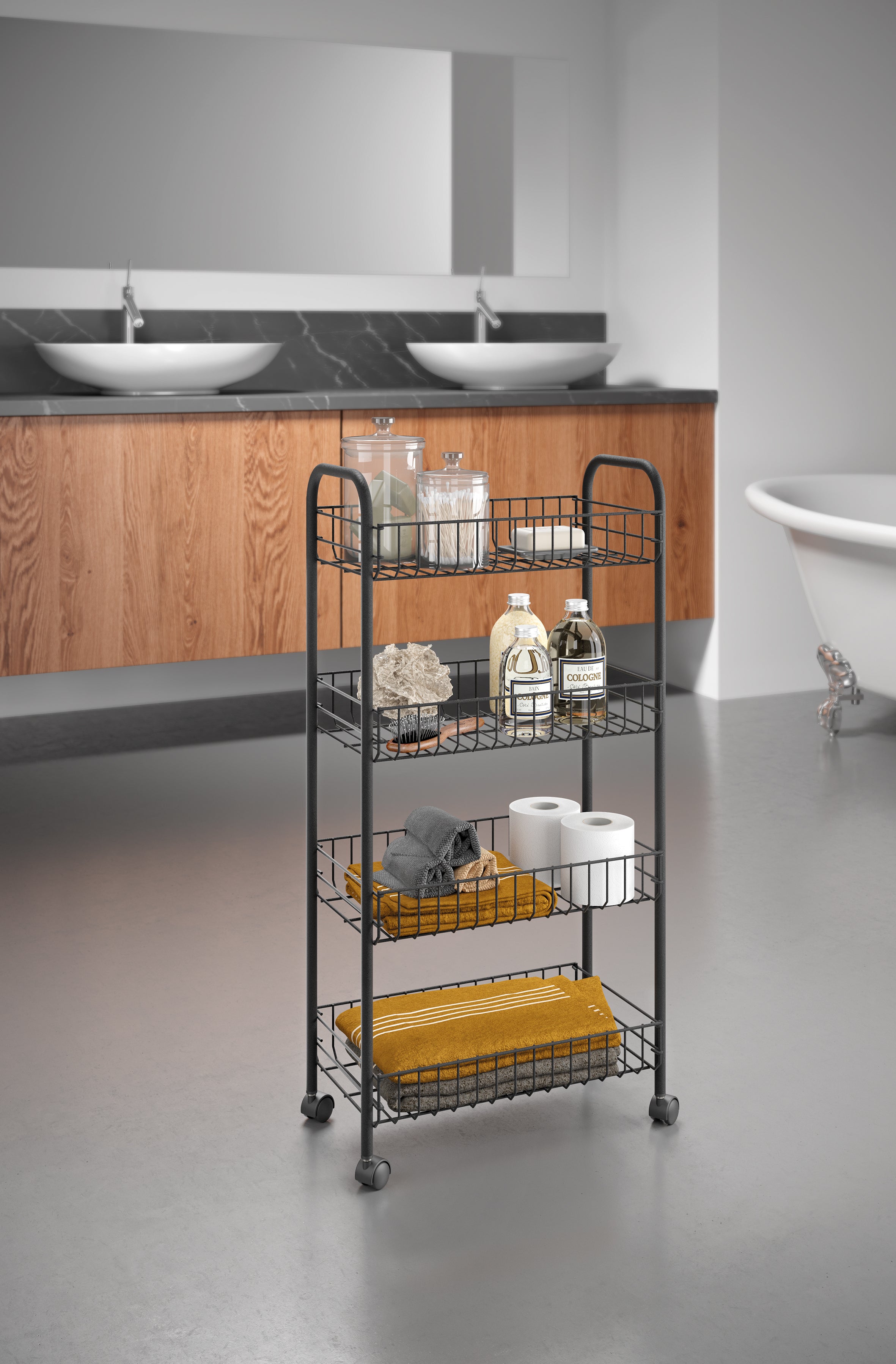 Metaltex 4-Tier Rolling Cart, 41X23X84 Cm