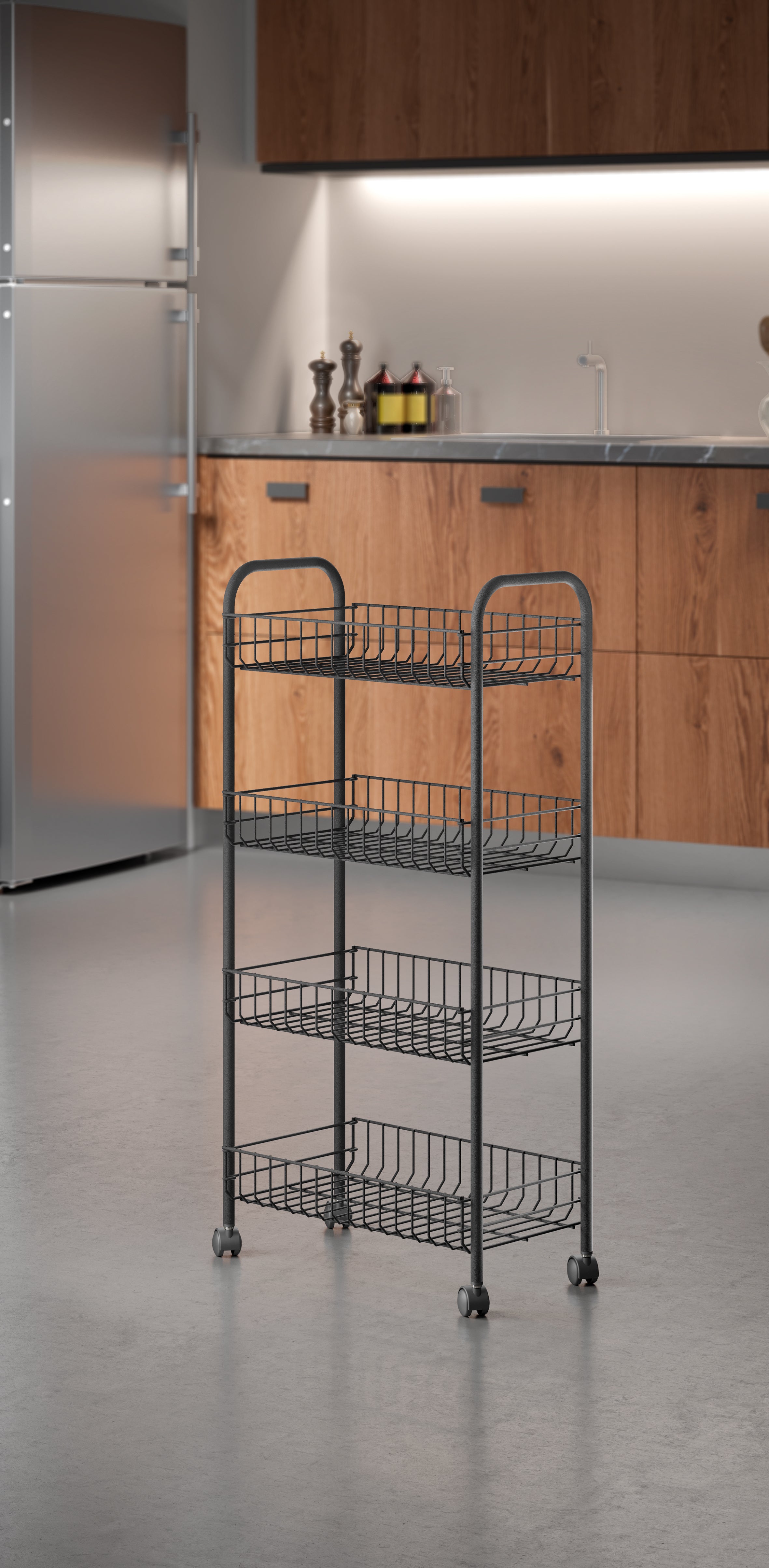 Metaltex 4-Tier Rolling Cart, 41X23X84 Cm