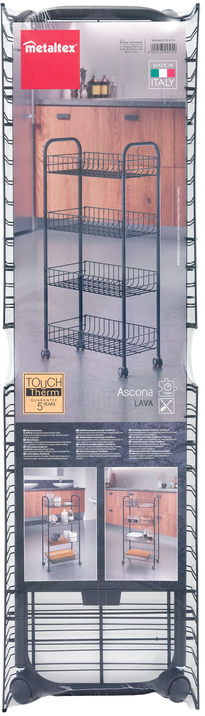 Metaltex 4-Tier Rolling Cart, 41X23X84 Cm