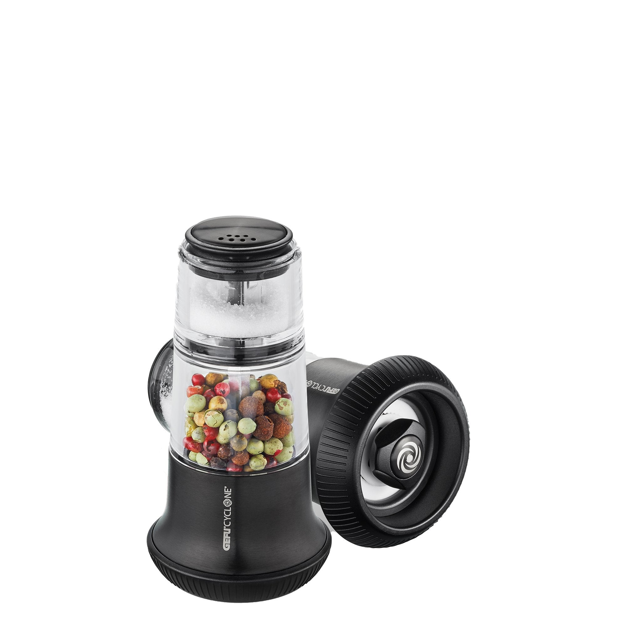 GEFU Pepper Mill With Salt Shaker X-Plosion®, Black - Whole and All