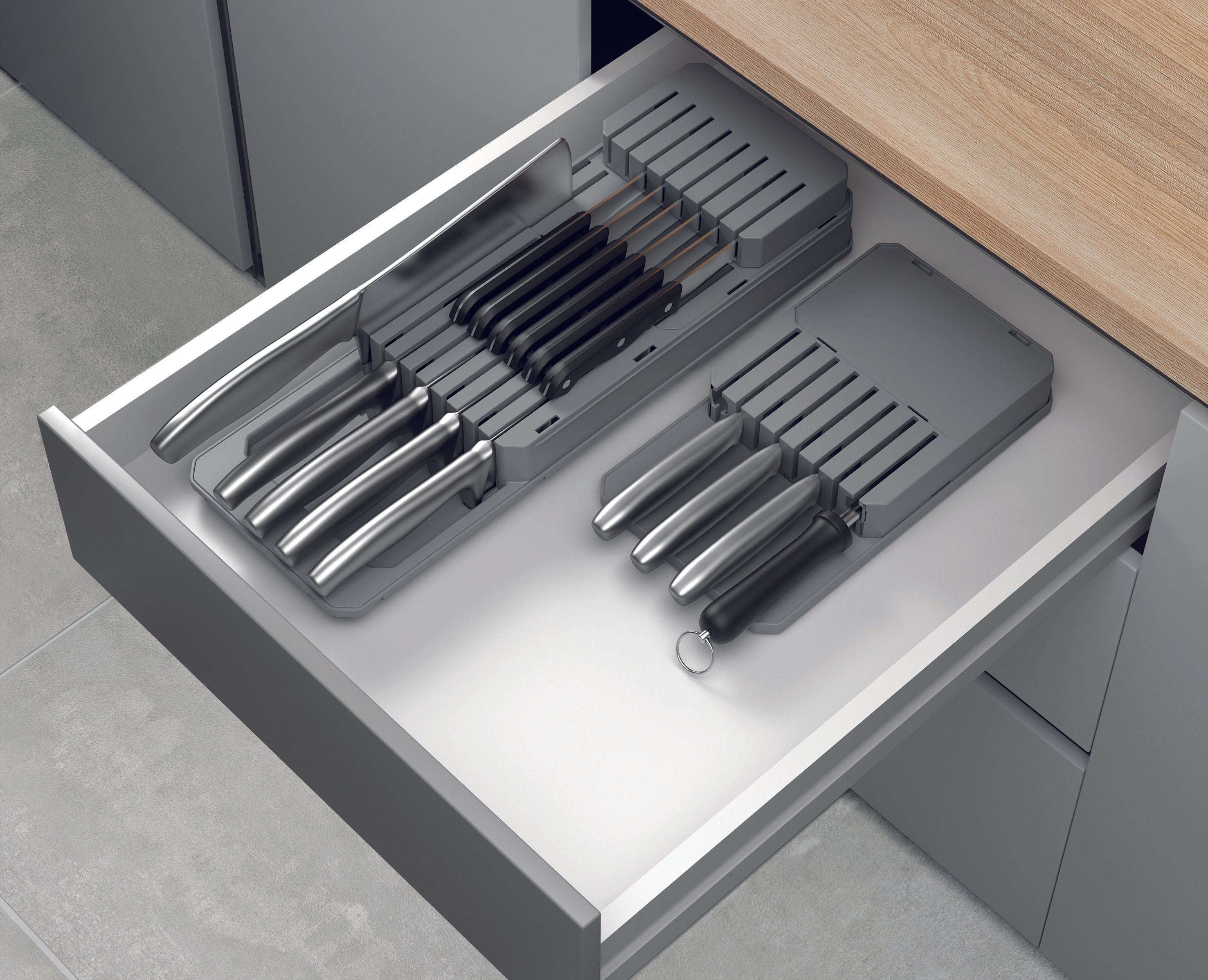 Metaltex Adjustable Knife Organizer, Printed Box, 14X41X10 Cm