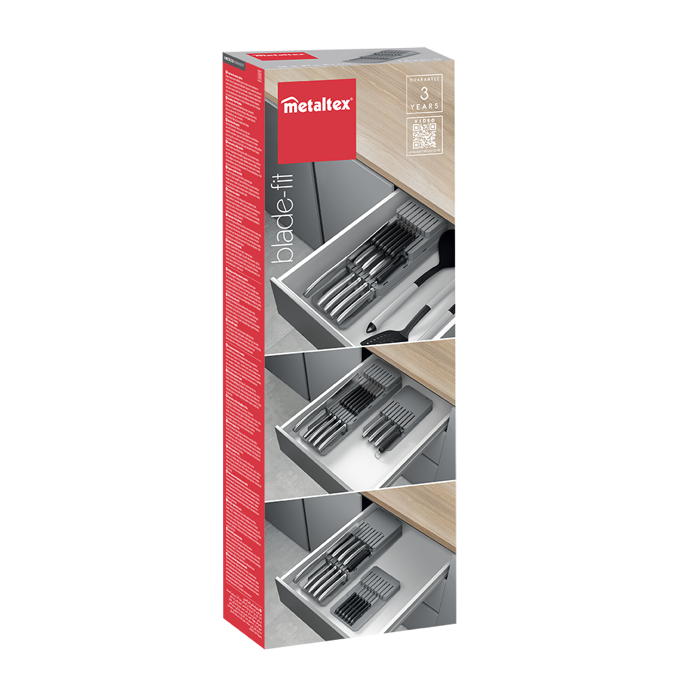 Metaltex Adjustable Knife Organizer, Printed Box, 14X41X10 Cm
