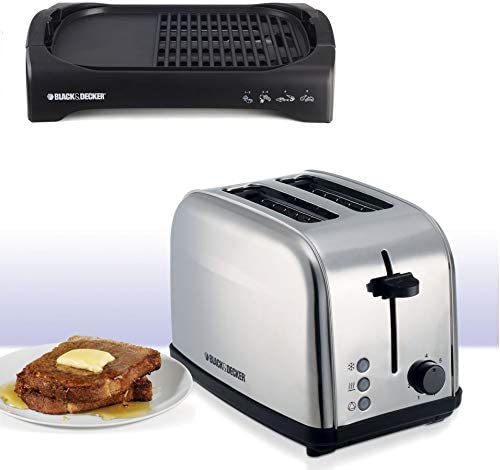 Black+Decker 2 Slice Stainless Steel Toaster 220V, 1050W