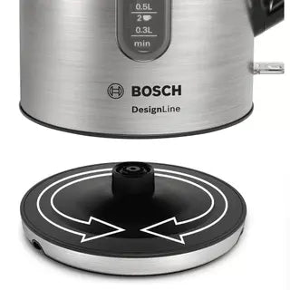 Bosch Electric Kettle 2400W, 1.7 L (Black/Stainless Steel)
