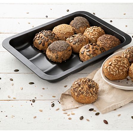 Zenker "Black Metallic" Bun Baking Mould For 12 Buns, Black, 36X27X5 Cm - Whole and All