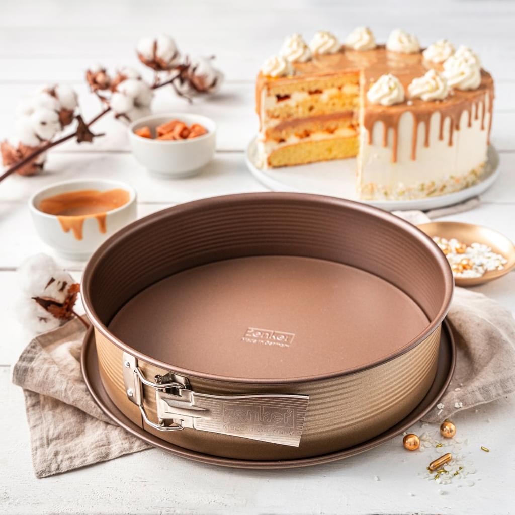 Zenker Springform "Mojave Gold" With Flat Base, Gold/Mahagony, 28X6.5 cm - Whole and All