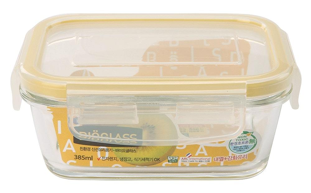 Komax Bioglass Rectangular Food Storage Container, 385 ml