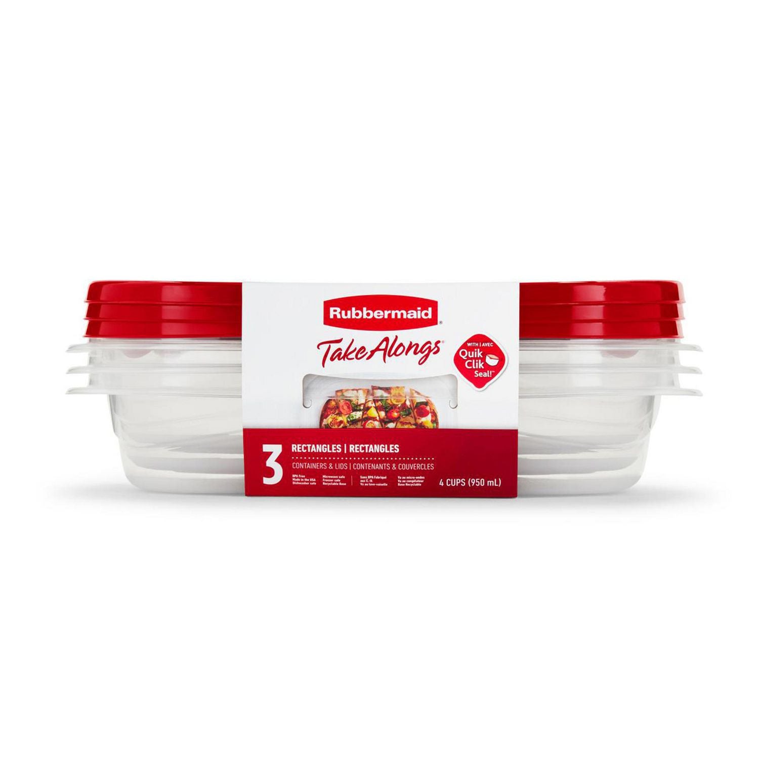 Rubbermaid TakeAlongs 1.1-Gallon Large Rectangle Containers, 2-Pack