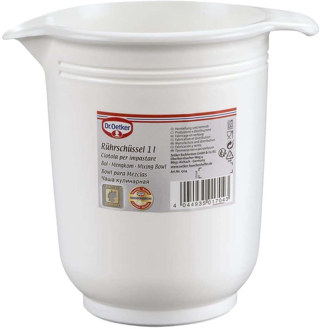 Dr. Oetker Mixing Bowl, White, 11X16 Cm, 1L - Whole and All