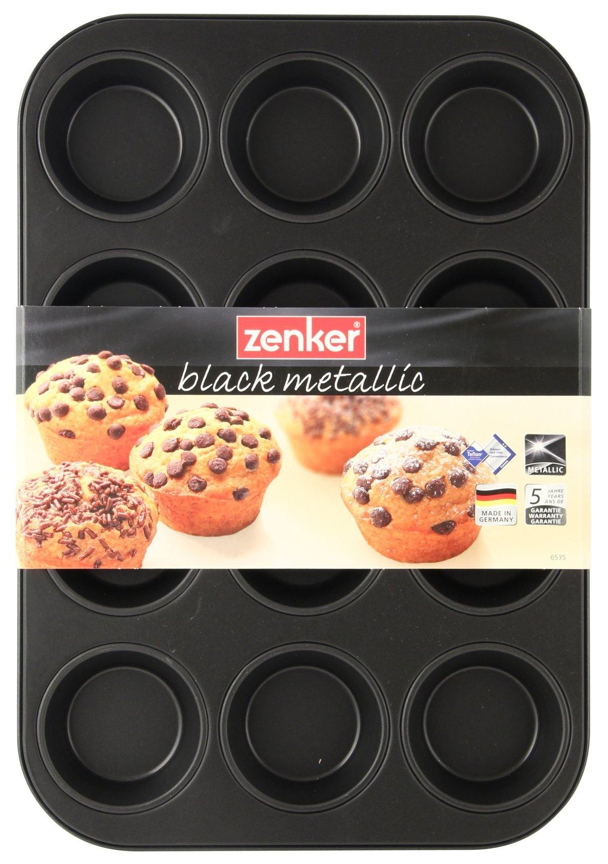 Zenker  "Black/Metallic" Mini-Muffin Tin For 12 Muffins, 38.5X26.5X3 cm - Whole and All