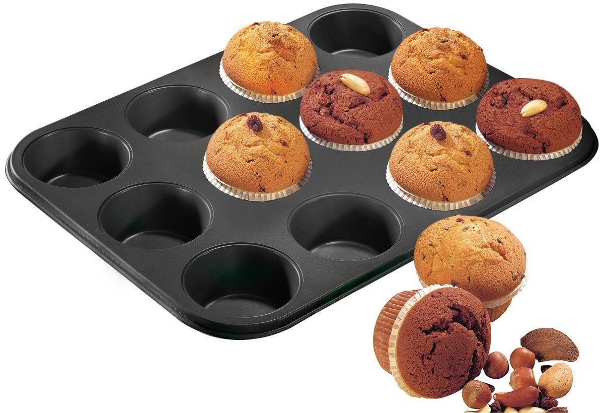 Zenker  "Black/Metallic" Mini-Muffin Tin For 12 Muffins, 38.5X26.5X3 cm - Whole and All