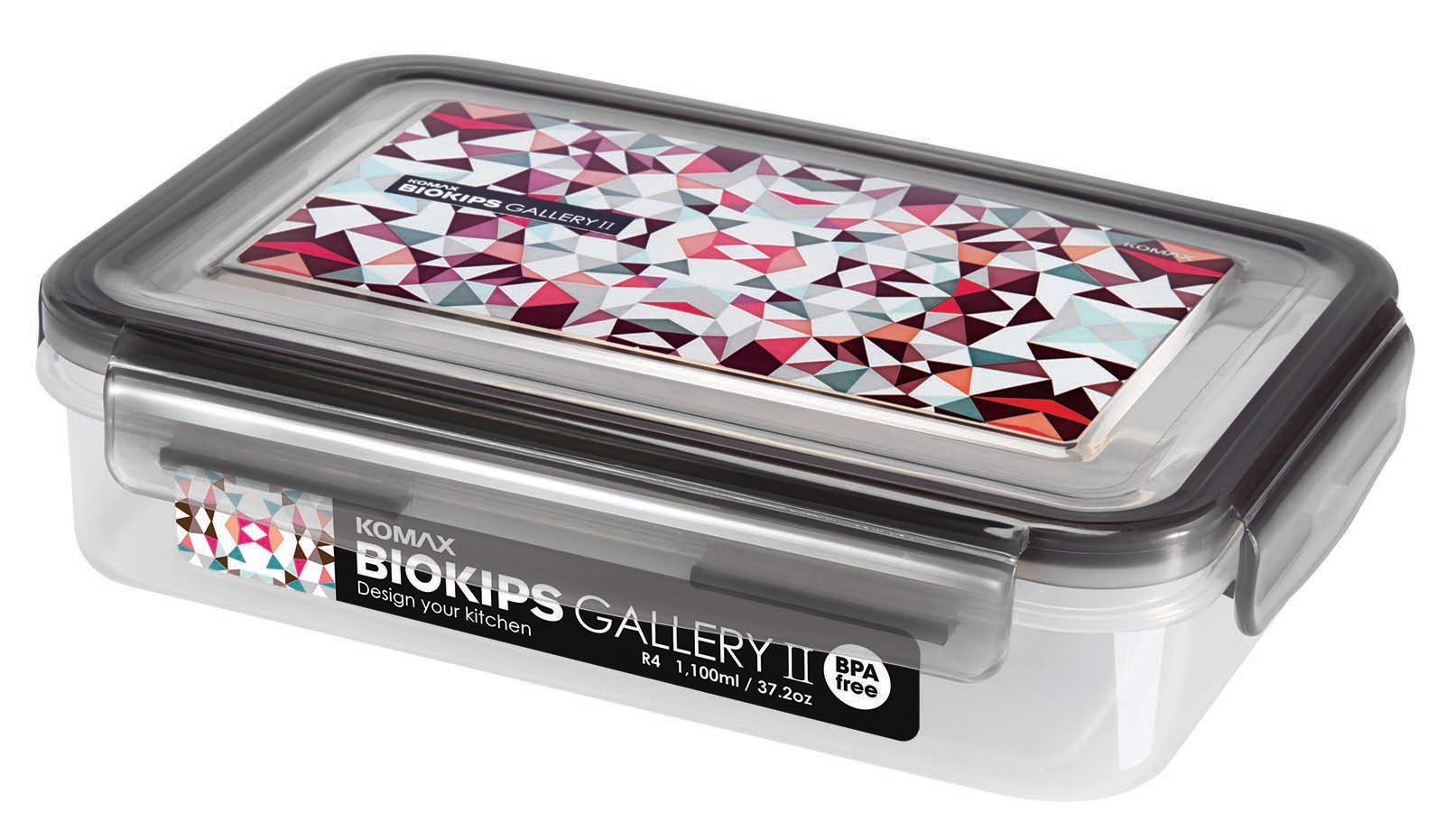 Komax Biokips Gallery II Rectangular Food Storage Container, 1.1 L