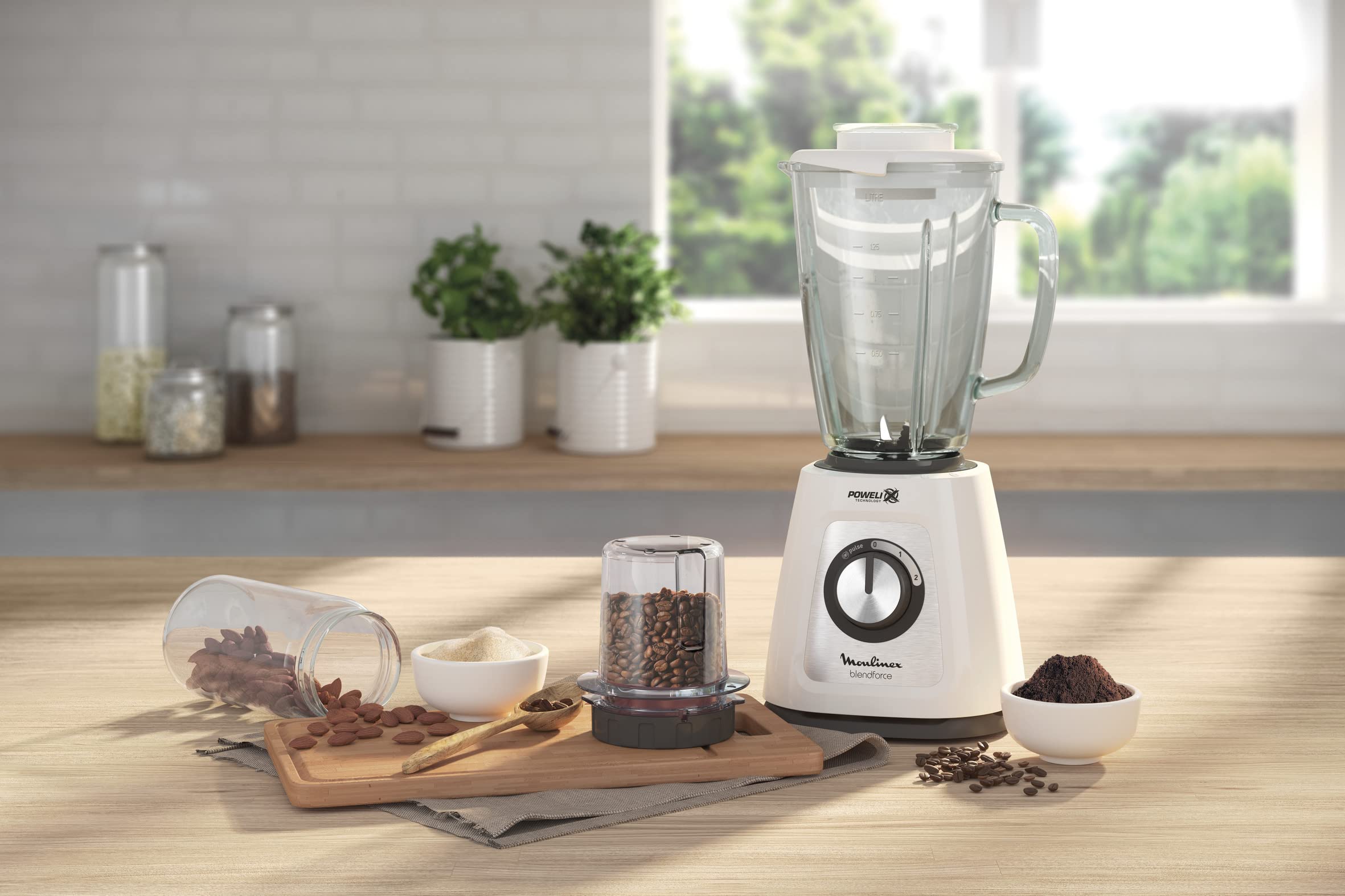 Moulinex Blender With Grinder Grater, 1.75L, 700W (White)