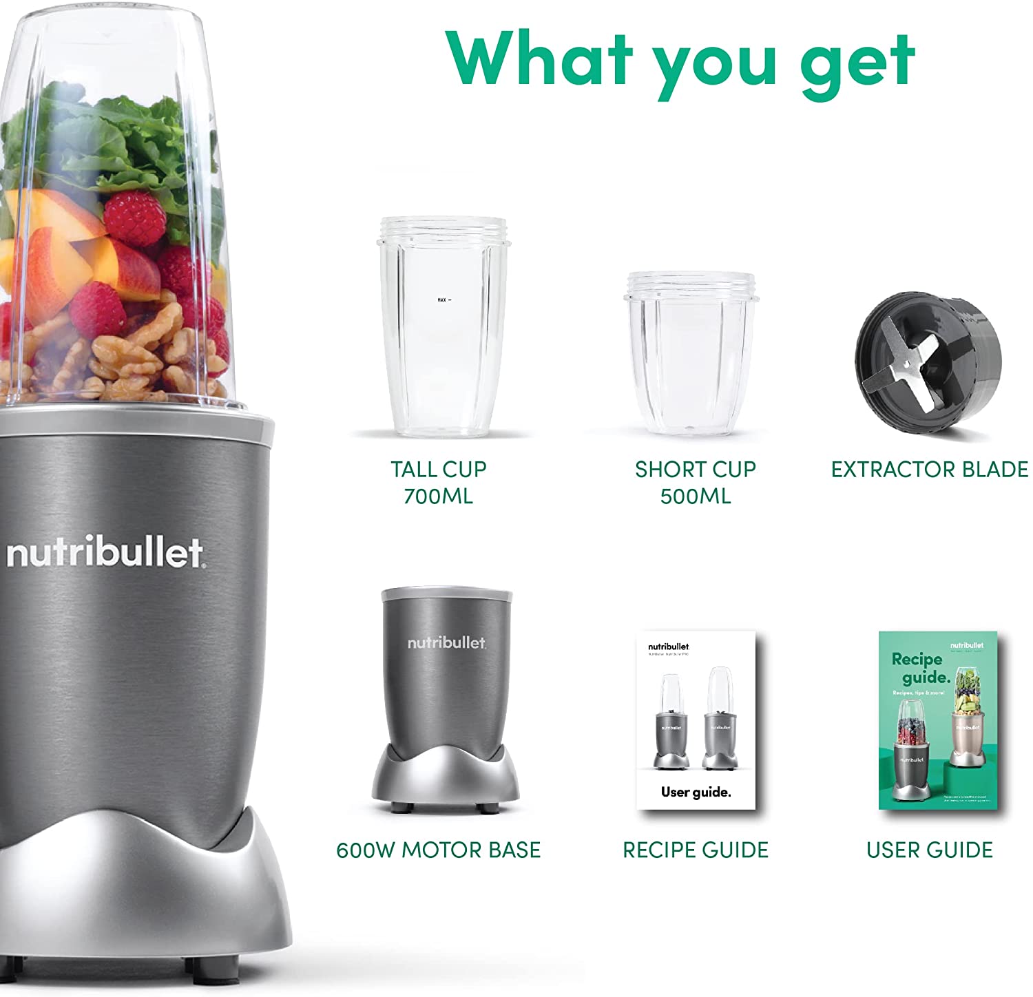 Nutribullet Countertop Blender, 600W (Grey)