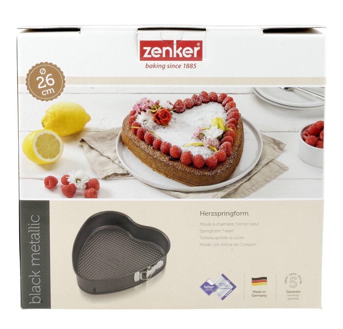 Zenker "Black/Metallic" Non-Stick Carbon Steel Heart Shaped Springform Pan, 27X25X7 cm - Whole and All