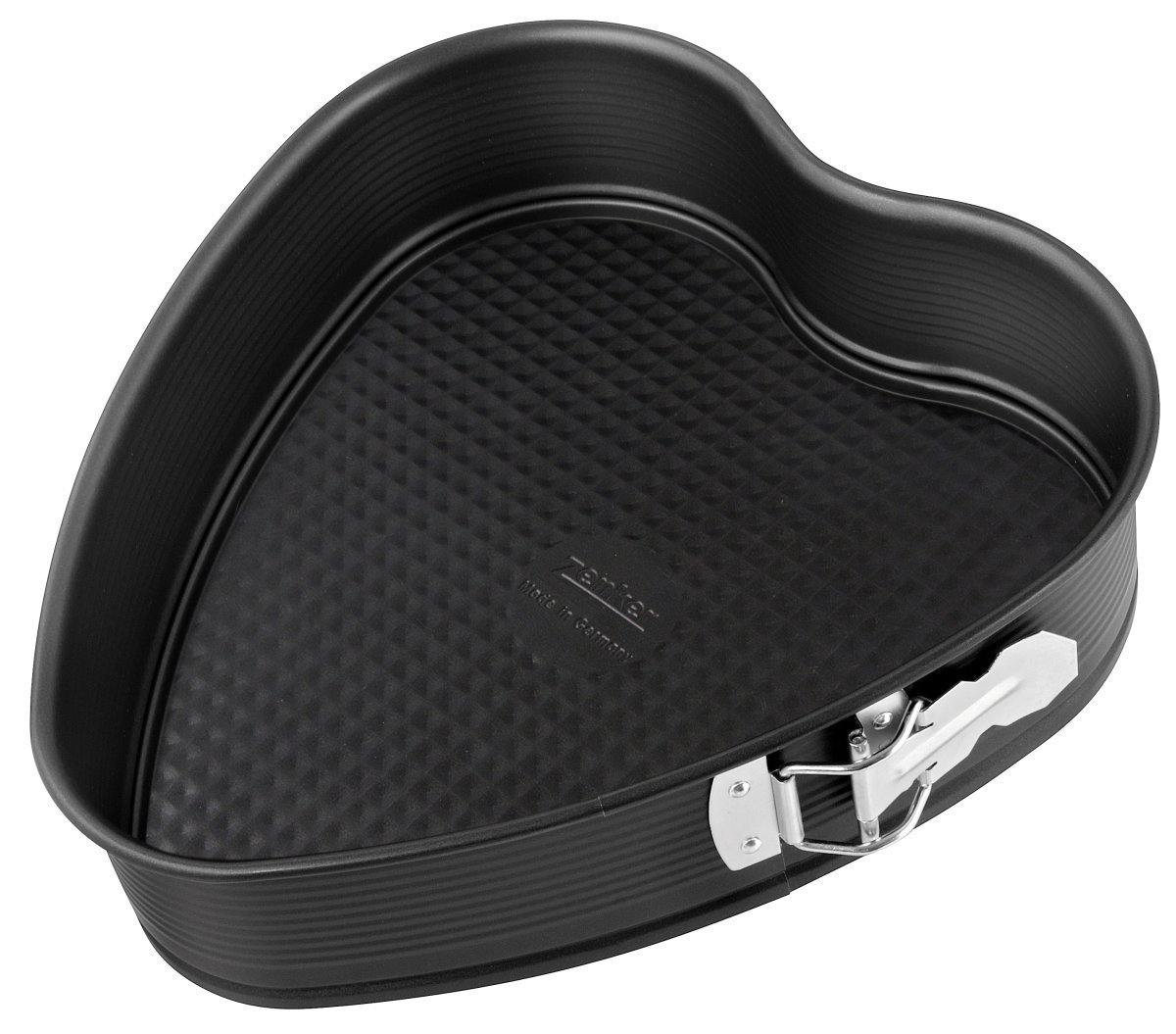 Zenker "Black/Metallic" Non-Stick Carbon Steel Heart Shaped Springform Pan, 27X25X7 cm - Whole and All