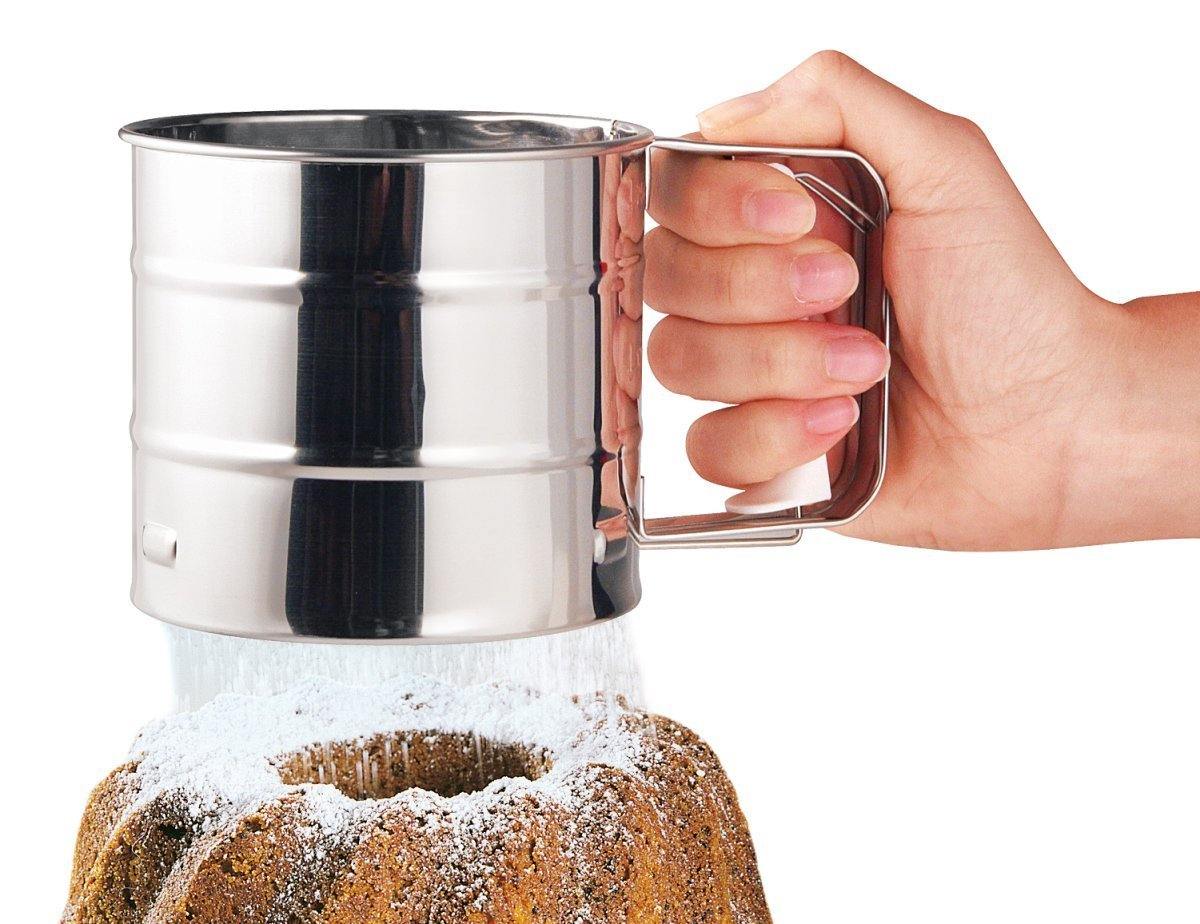Dr. Oetker One-Hand Flour Sifter Metal 350G, Silver, 10.5X9.5 Cm - Whole and All