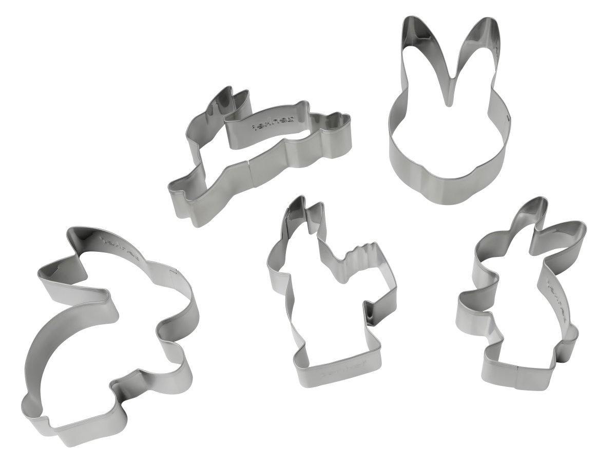 Zenker Cookie Cutter Set Easter Bunny 5Pcs, 18/10 Steel, 9.3X5.8X2.6 cm - Whole and All