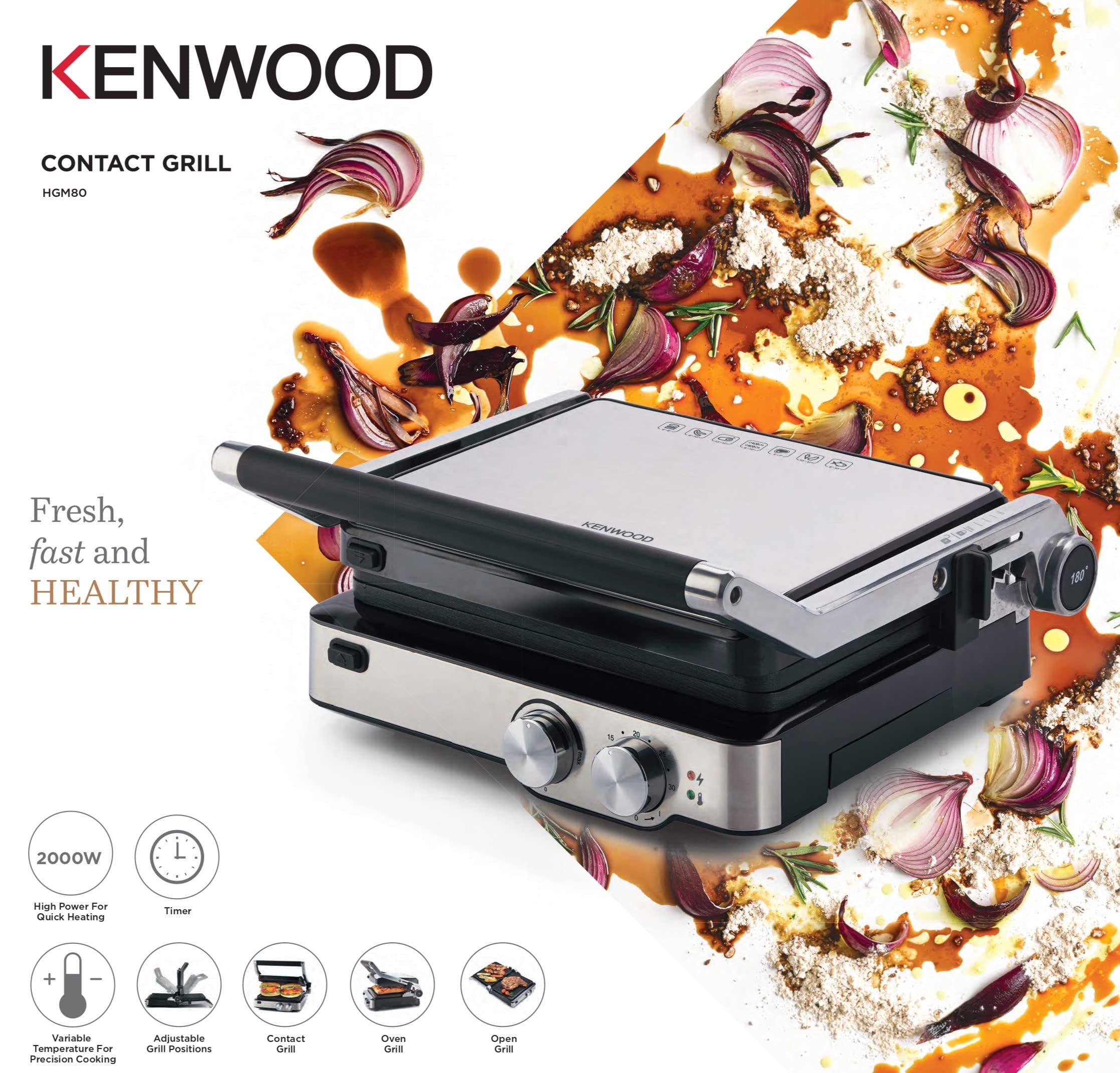 Kenwood Health Grill Metal, 2000W