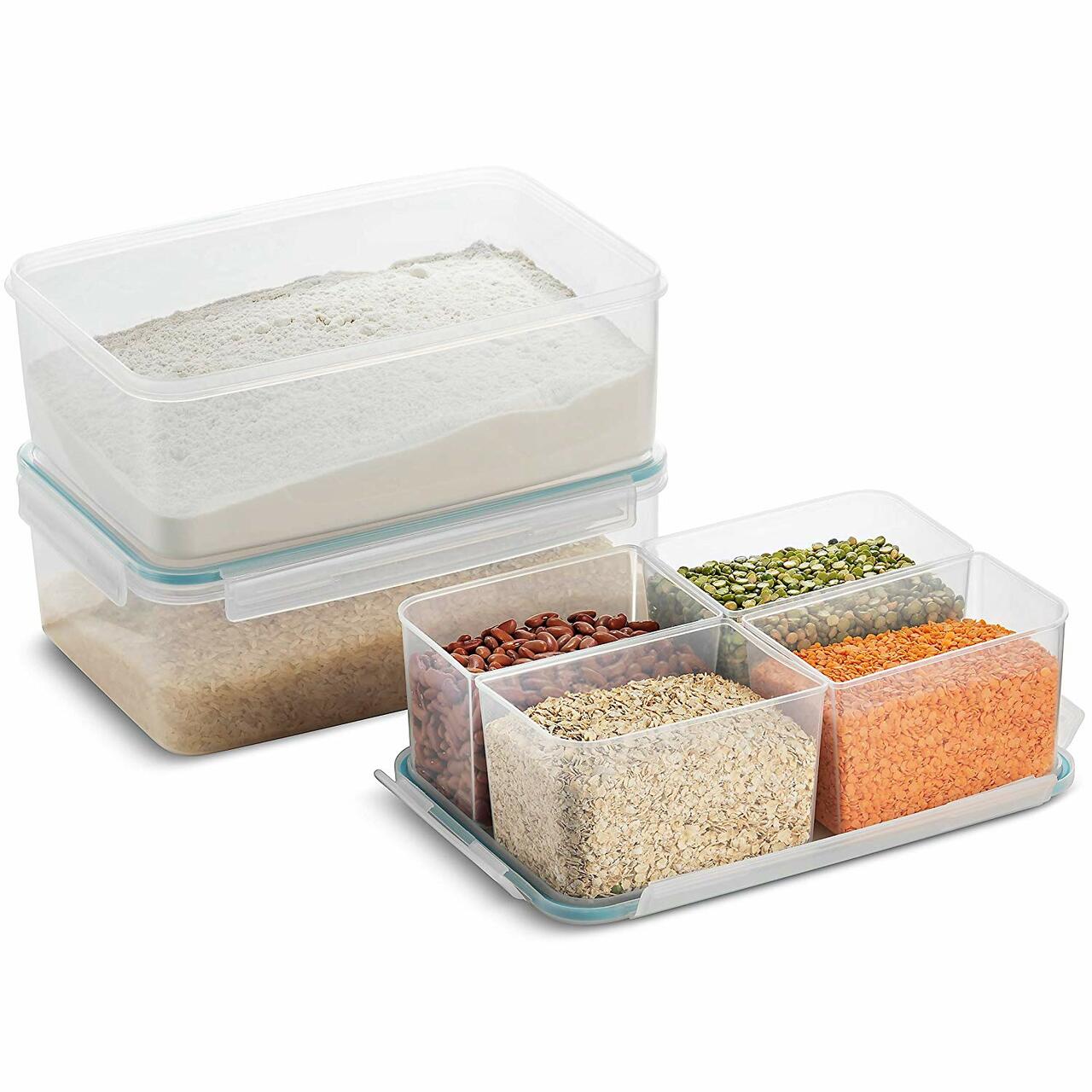 Komax Biokips Rectangular Food Storage Container With Separator, 5.2 L - Whole and All