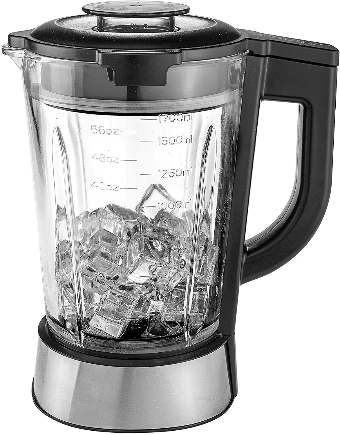 Black+Decker 1200W 1.7L High Power Premium Blender with Glass Jar, Black/Silver
