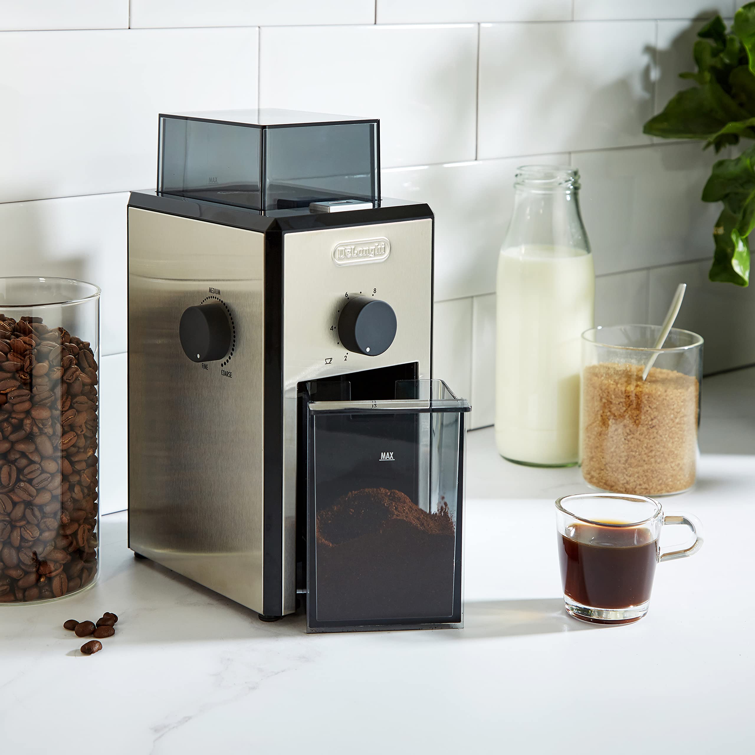 Delonghi Stainless Steel Burr Coffee Grinder, Silver