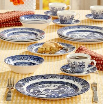 Churchill Blue Willow Mint 20 Piece Dinner Set