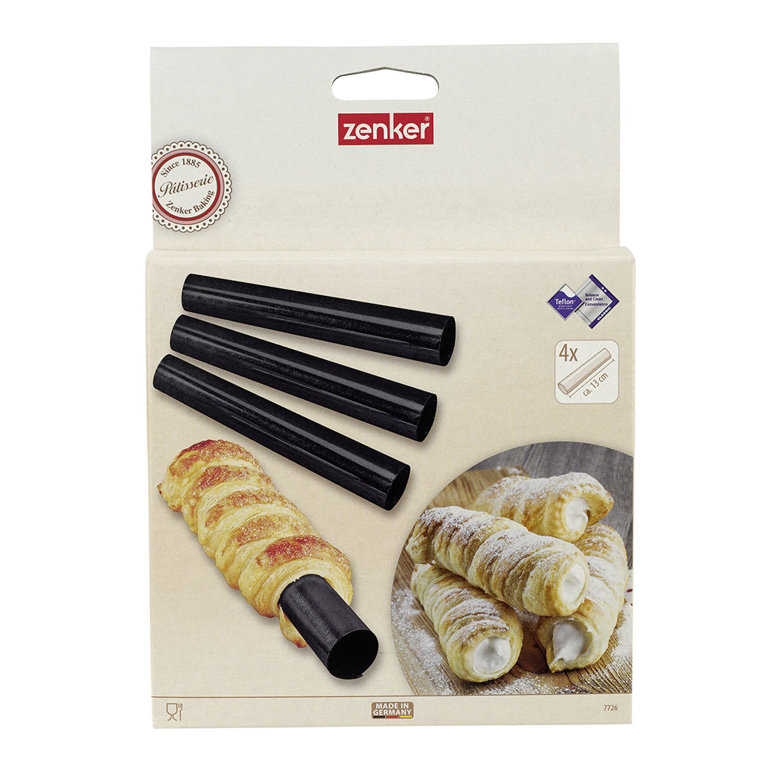 Zenker Cream Bun Tins (Set Of 4), Large, "Patisserie", Steel With Anti-Adhesive Coating, 13X2-2.5 Cm - Whole and All