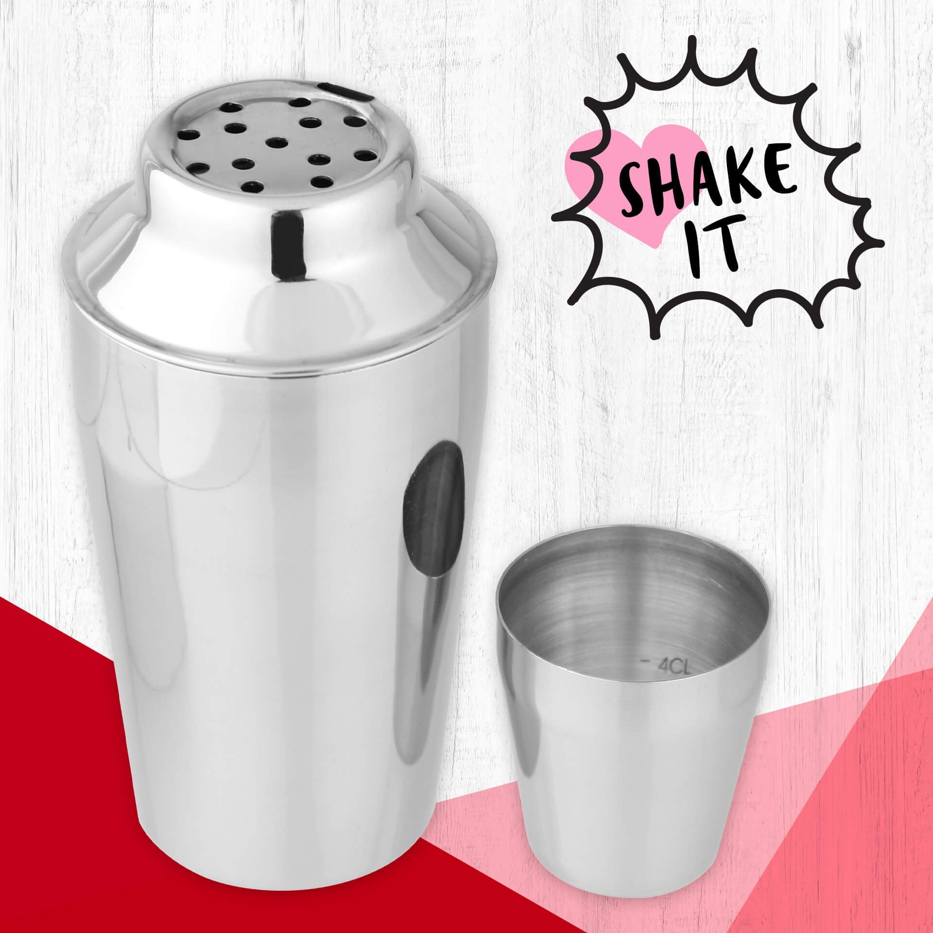 Fackelmann Cocktailshaker With Cap With 2/4Cl Scale, 400 ml