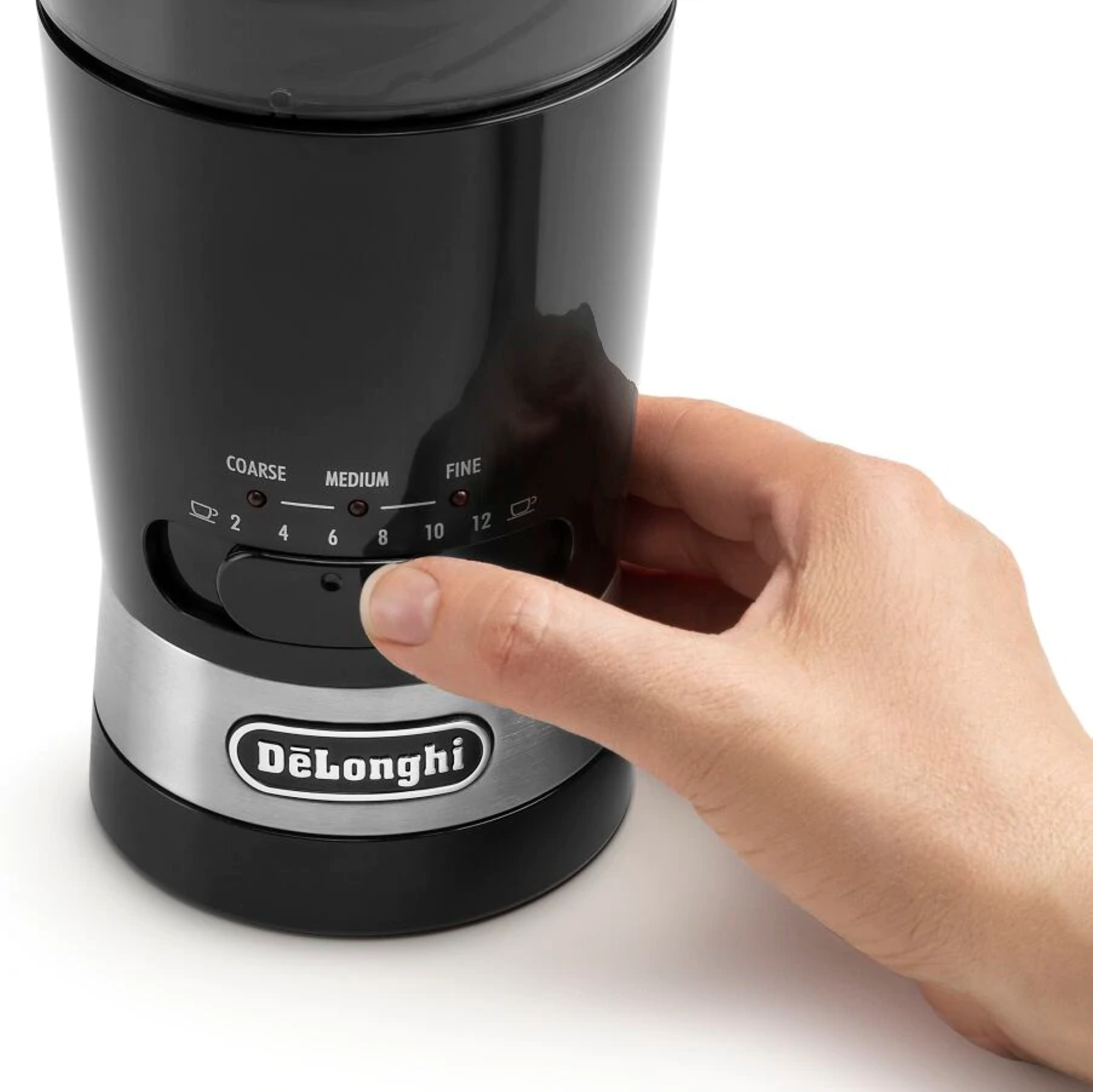 DeLonghi KG210 Electric Coffee Grinder, Stainless Steel, Black - Whole and All
