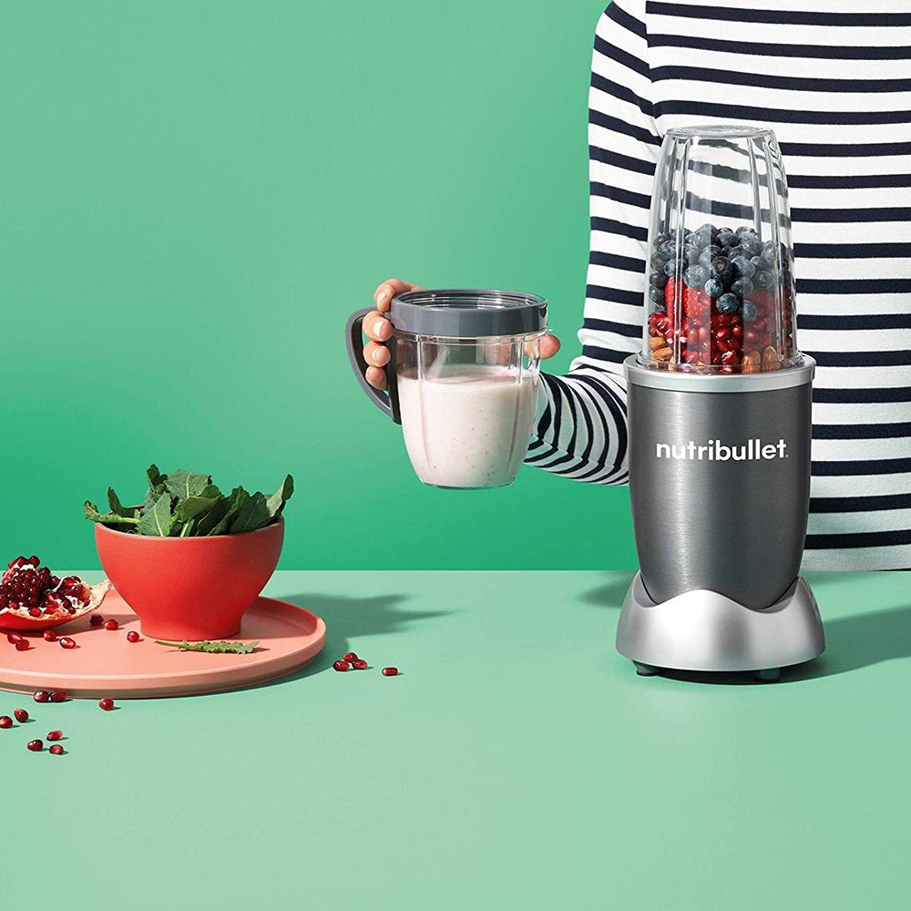 Nutribullet Multi-Function High Speed Blender, 600 Watts, 12 Piece Set, Gray - Whole and All