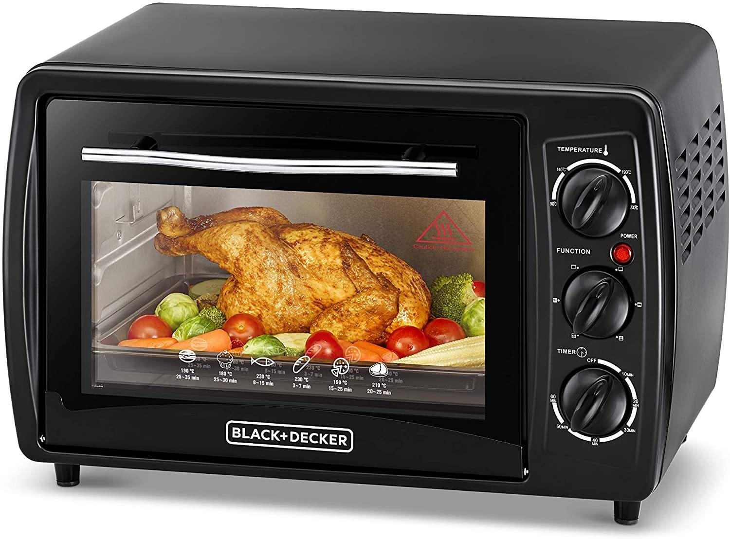 Black+Decker Double Glass Multifunction Toaster Oven With Rotisserie For Toasting, 19L - Whole and All