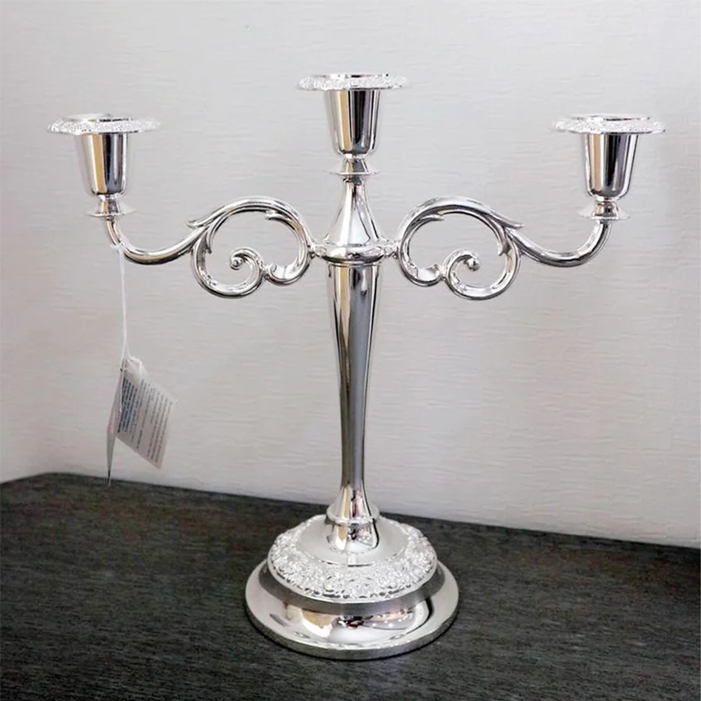 Queen Anne 3 Light Candle Holder Candelabra Silver