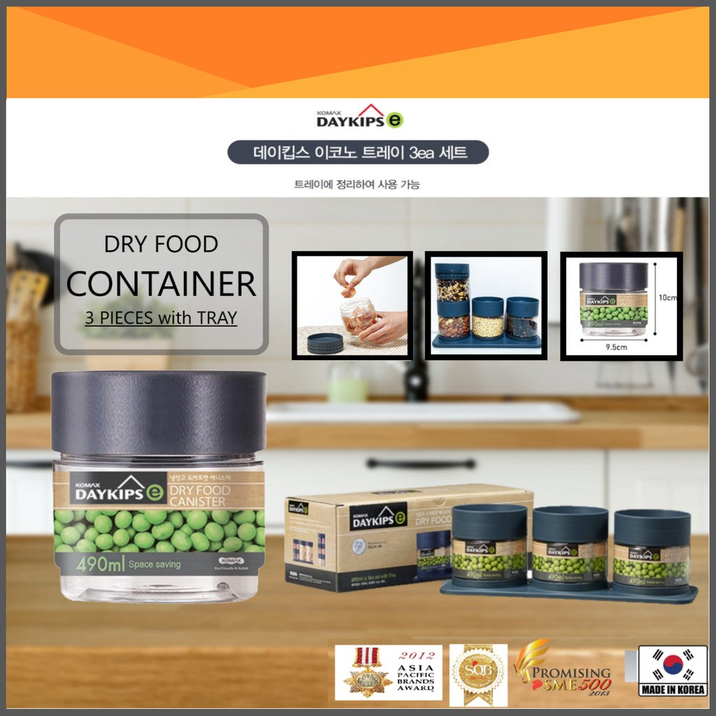 Komax Daykips Econo Dry Food Canister With Tray, (Set Of 3) - Whole and All
