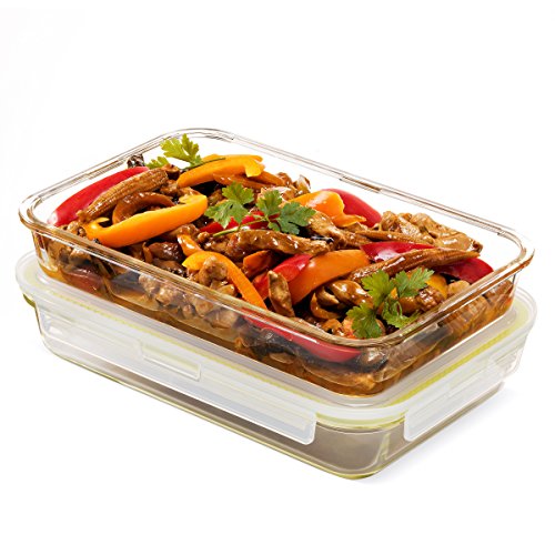 Komax Oven Glass Rectangular Food Storage Container, 1.9 L - Whole and All