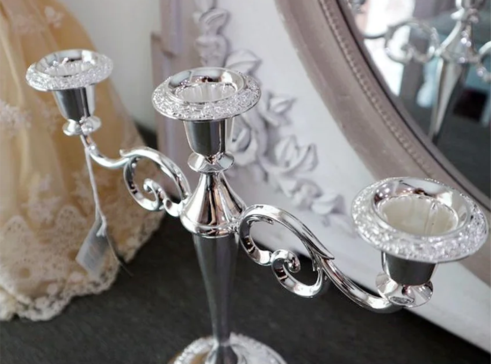 Queen Anne 3 Light Candle Holder Candelabra Silver