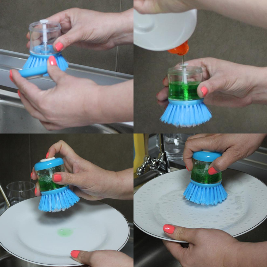 Fackelmann Soap Dispensing Palm Dish Brush