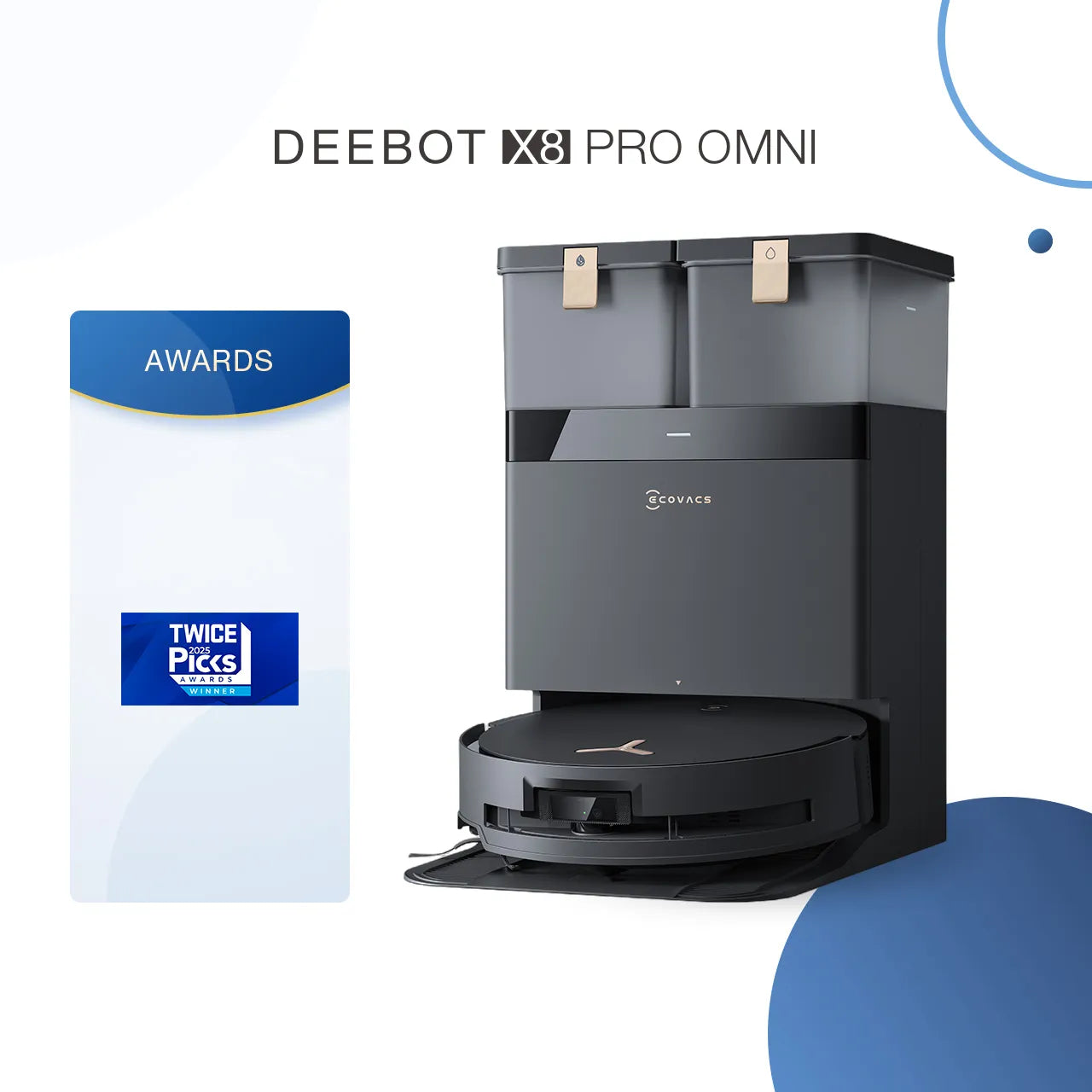 Ecovacs DEEBOT X8 PRO OMNI 18000PA Self-Empty Robot Vacuum & Mop