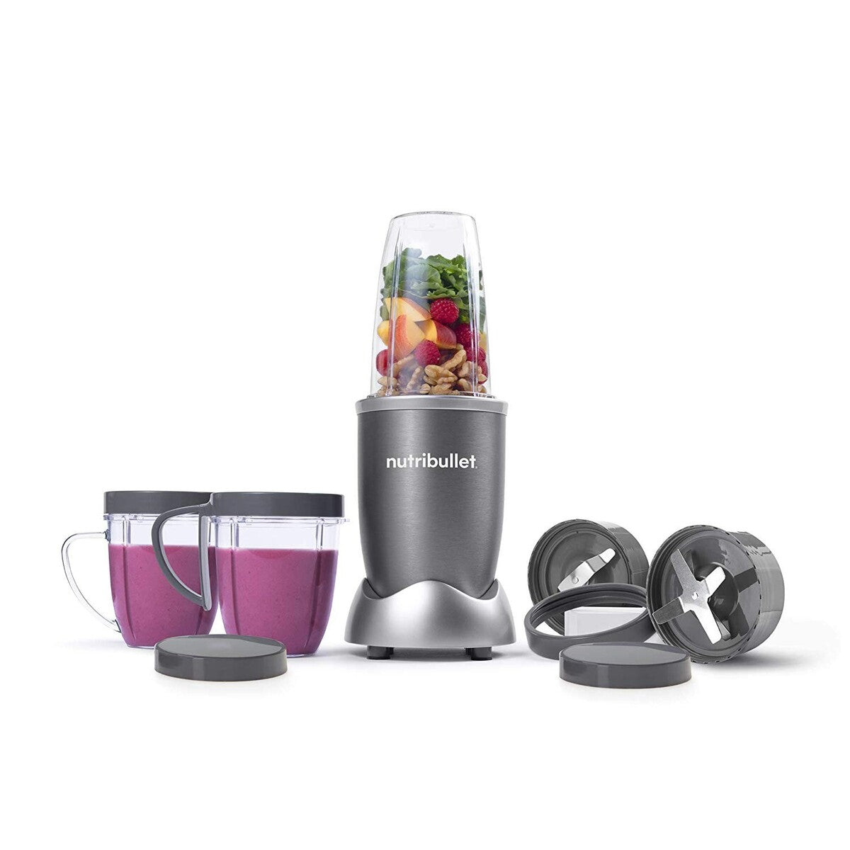 Nutribullet Multi-Function High Speed Blender, 600 Watts, 12 Piece Set, Gray