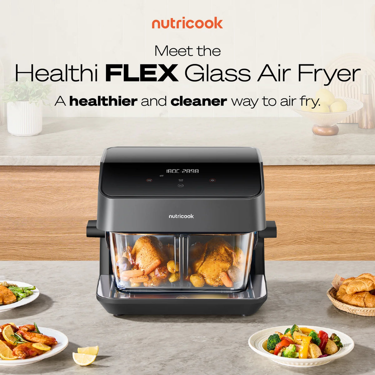 Nutricook Nc-Afh510 Healthi Flex Glass Air Fryer 7.6l