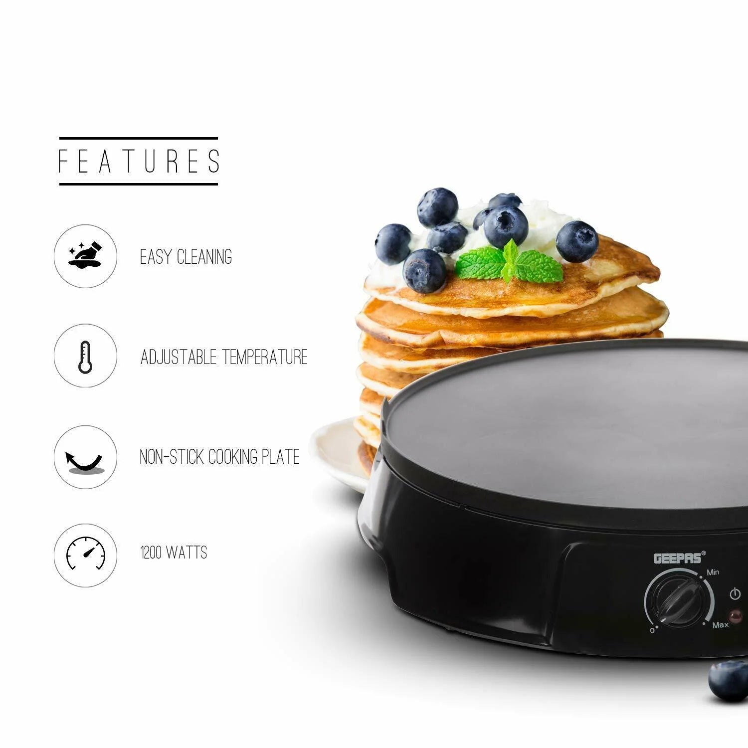 Geepas Crepe Maker , 1200 Watt Geepas Crepe Maker , 1200 Watt