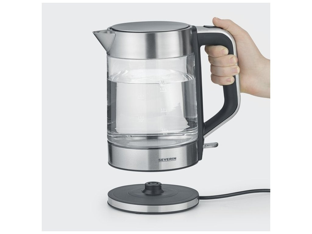 Severin Glass Electric Kettle 1.7 L 2200w Black, Stainless Steel