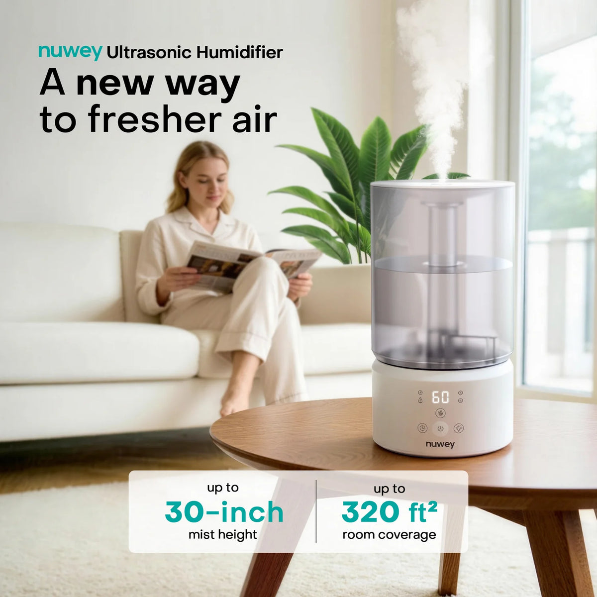 Nutricook Hm330 Nuwey Ultrasonic Humidifier Large 4l Tank – Provides Up To 60 Hours