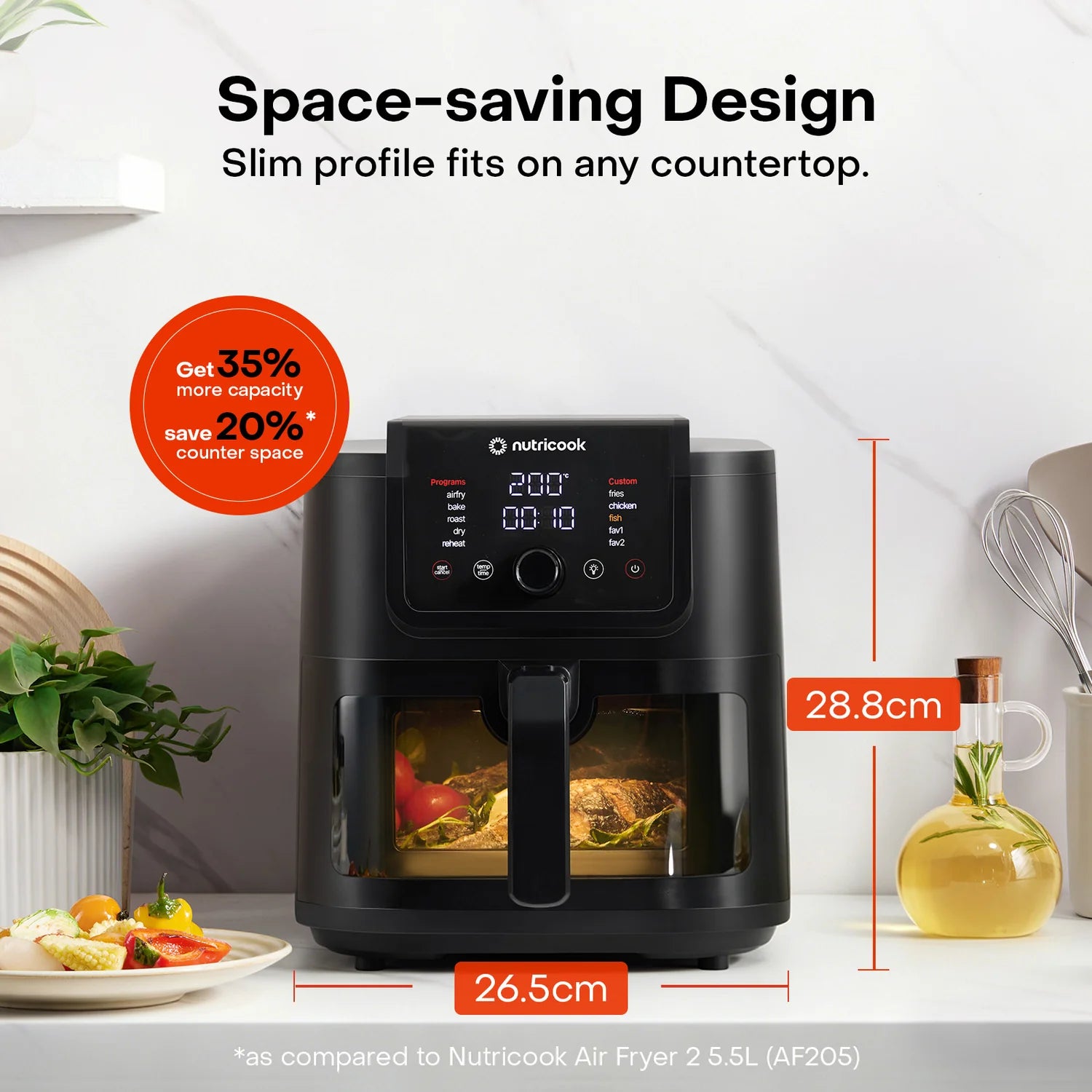 Nutricook Air Fryer Slim XXL NC-AFS330 | 8L | 1700W | 10 Programs