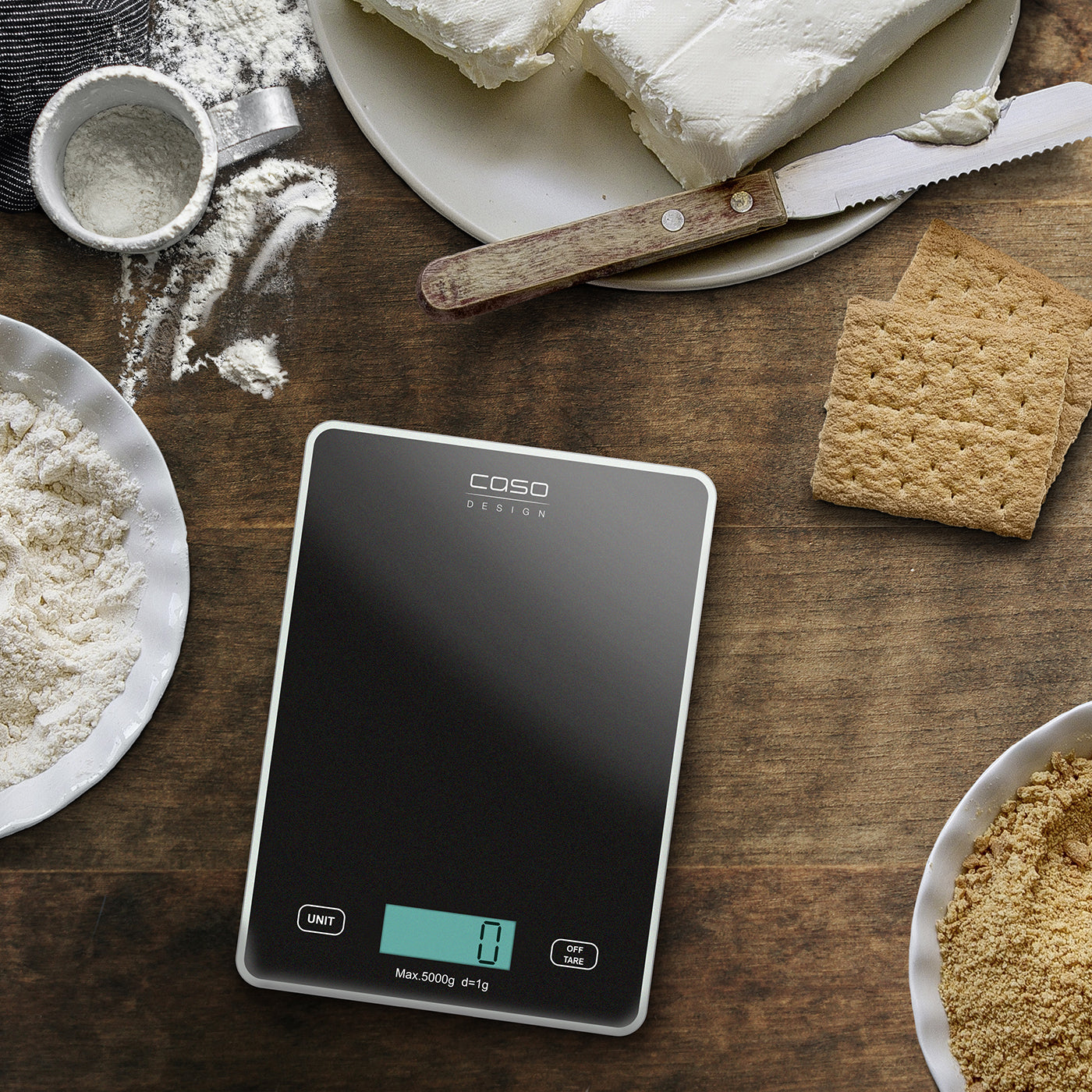 Caso Slim Kitchen Scale,  5 kg, Accurate Weighing Sensor in 1g Steps.  Caso Design Product