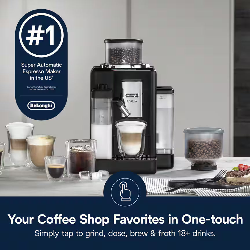 De'Longhi Rivelia EXAM440.55.B | Fully Automatic Espresso Maker | Onyx Black