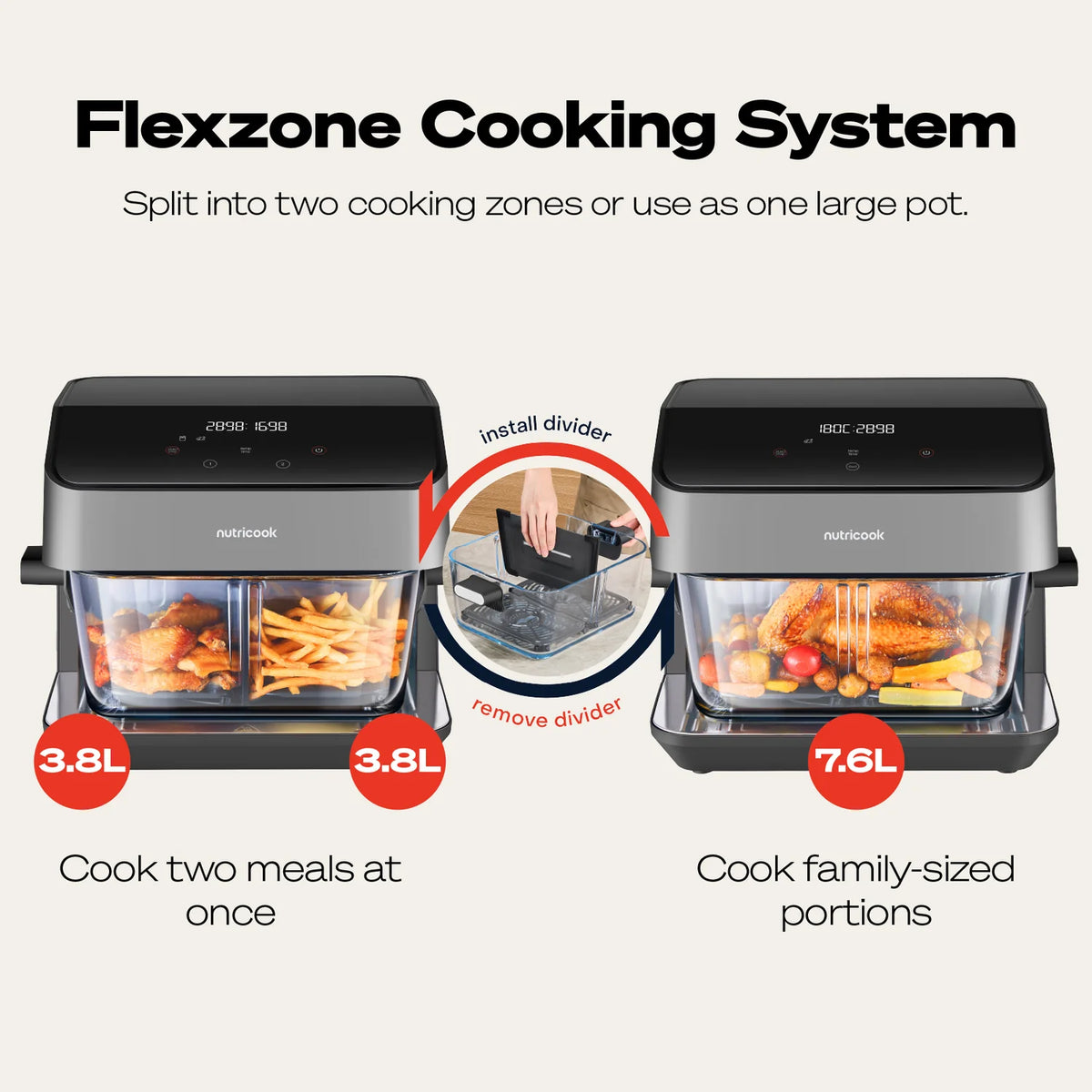 Nutricook Nc-Afh510 Healthi Flex Glass Air Fryer 7.6l