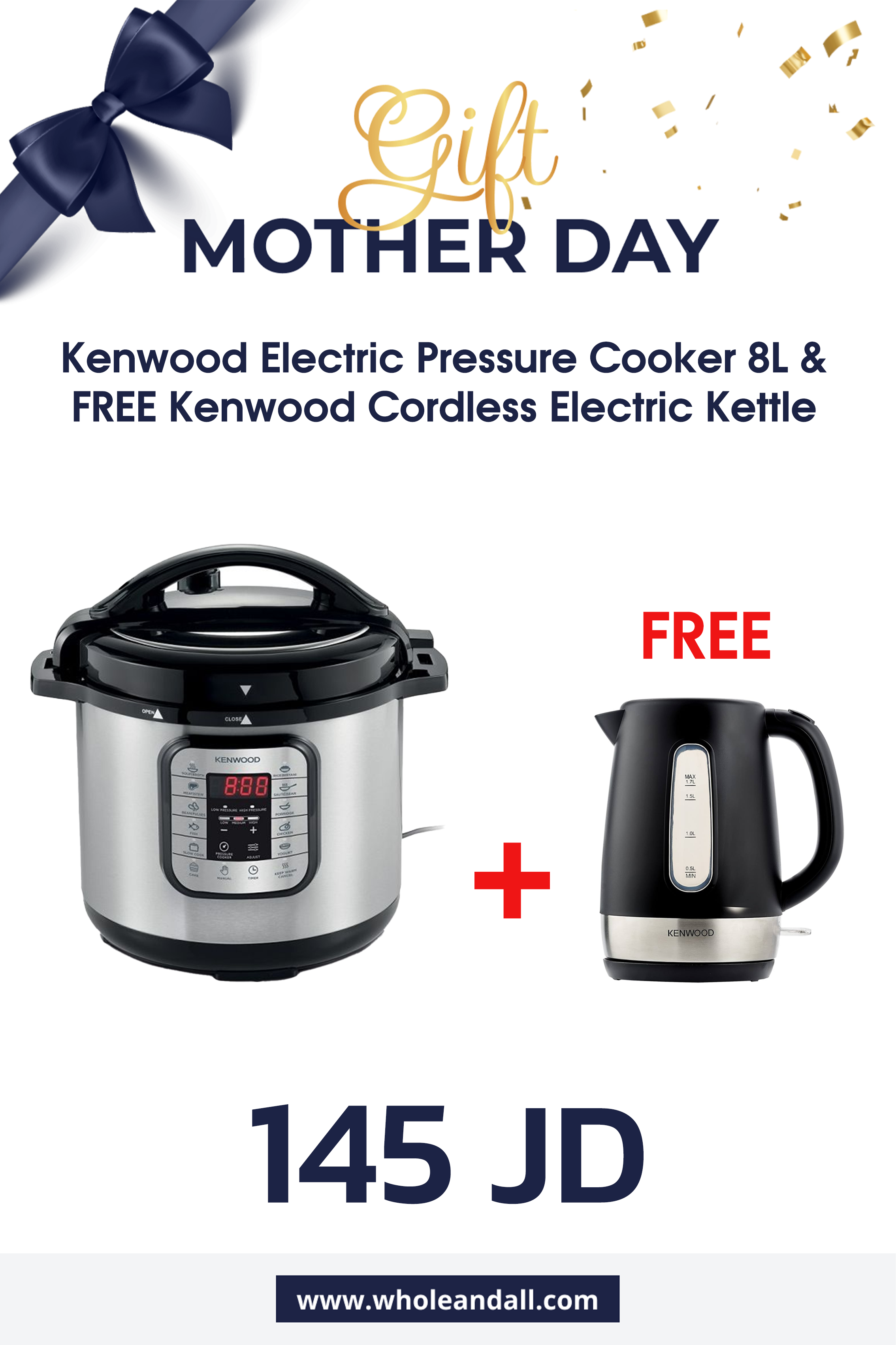 Kenwood Electric Pressure Cooker 8L & FREE Kenwood Cordless Electric Kettle
