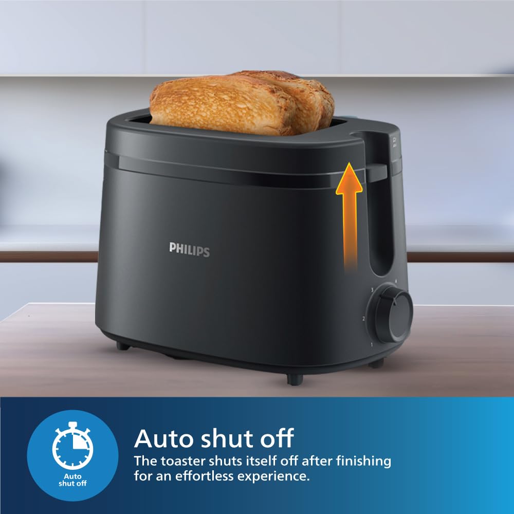 Philips Toaster 1000 Series 2-Slice Toaster With Integrated Bun Rack, Charcoal Grey